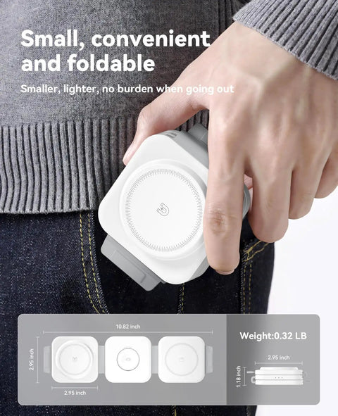 Person holding foldable 3 In 1 Magnetic Fast Wireless Charger Dock For iPhone 17 16 15 14 13 12 Pro Max Plus, Watch Series And AirPods Pro 4/3/2