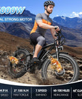 Rider on Beast 6000W Dual Motor Ebike For Adults With 52V 34Ah Battery 45 MPH Top Speed Up To 100 Mile Range on mountain.