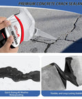 No Fuss Self Leveling Asphalt Crack Filler And Driveway Repair Sealant For Concrete Joints Blacktop Roads Fast Cure Waterproof Patch Kit Easy Application Smooth Finish With Six Pack Value Bundle being applied to a crack in concrete.