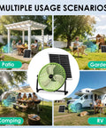 20 Inch Solar Powered Cordless Camping Fan With Rechargeable Battery For Outdoor Use in patio, garden, camping, RV