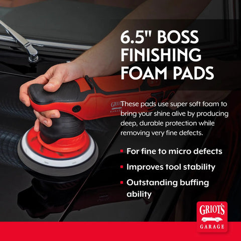 Boss 6.5-Inch Fast Correcting Foam Pads For Car Polishing And Detailing Ultra Soft Buffing Pads For Swirl Marks And Micro Haze Removal Pro Grade Swirl Free Finish Safe On All Surfaces Works With Waxes And Sealants Set Of 2