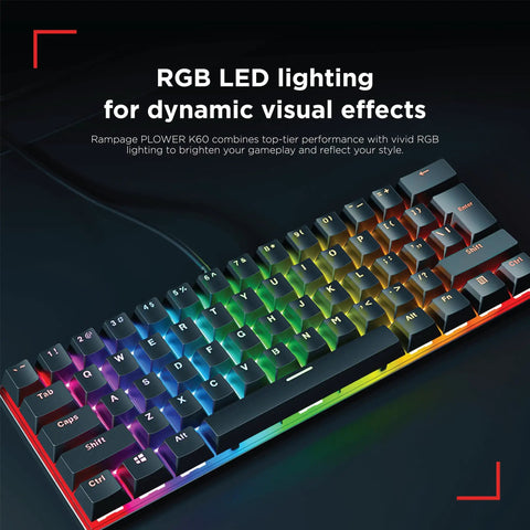 Dope Compact Mech Keyboard For Gaming And Work, 60 Percent Layout With 62 Keys, Crisp Blue Switches, Led Backlight, Anti Ghosting, Straight Up Reliable Usb Plug And Play Rig showcasing RGB LED lighting.