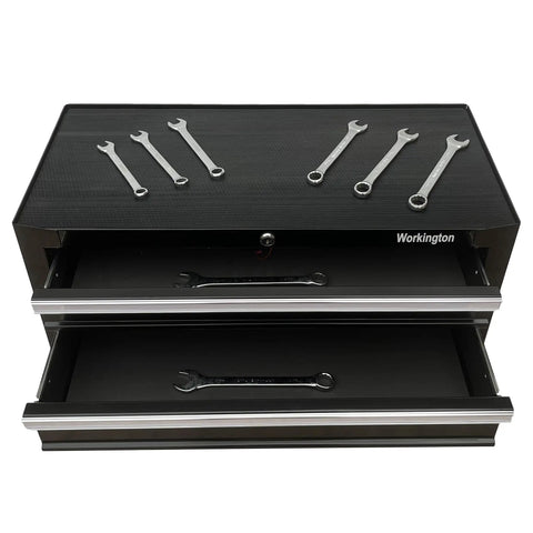 Beefy Two Drawer Portable Metal Tool Chest Cabinet With Ball Bearing Drawer Slides And 26 Inch Steel Storage Box Organizer