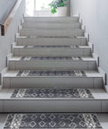 Non Slip Stair Treads Set of 13 Blue Bohemian Distressed Peel and Stick Alfombras for Stairs 8x30 Inches on tile steps