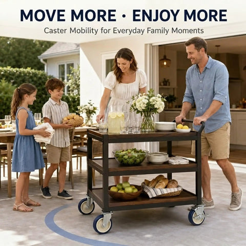 Smooth And Sturdy 5 Inch Rubber Caster Wheels In Blue Featuring Two Swivel And Two Side Brake Brackets Heavy Duty Design for a kitchen cart.