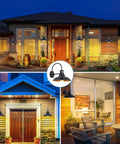 Two Pack Motion Sensor Outdoor Barn Lights Dusk To Dawn Gooseneck 12 Inch Black Wall Mount Porch Lighting for Garage Patio Doorway Exterior Farmhouse Lighting Weather Resistant installed on various house exteriors highlighting versatility and style