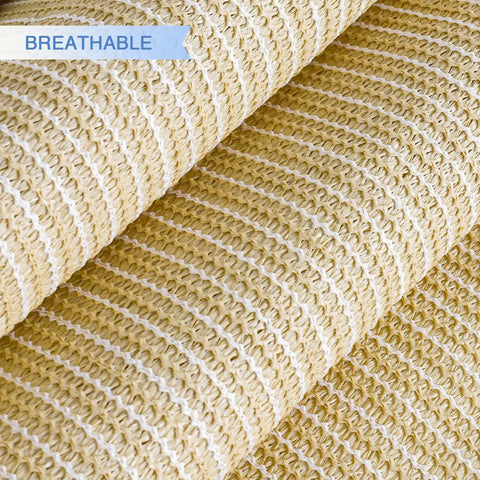 Close-up of breathable fabric texture for Beige 9 Ft Triangle Sun Shade Sail Canopy for Patio Backyard and Garden UV Blocking and Breathable.