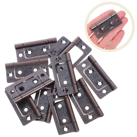 Cabinet hinges, 10-piece dark bronze stainless steel set for kitchen, bedroom and RV doors, flat lay