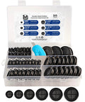 55 Pcs Rubber Grommets Kit With Six Assorted Sizes In Inches for wiring protection with drill hole diagram in clear case