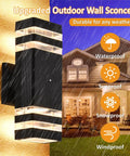 Dusk To Dawn Outdoor Wall Lights 2 Pack Up And Down Exterior Porch Lights For House 3000K Warm White Waterproof