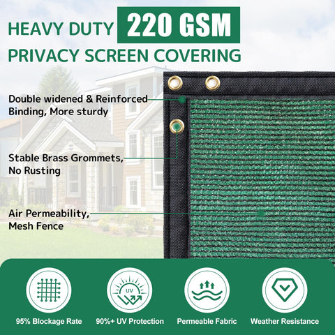 Six Foot By Fifty Foot Fence Privacy Screen For Outdoors with reinforced edges and brass grommets shown against house