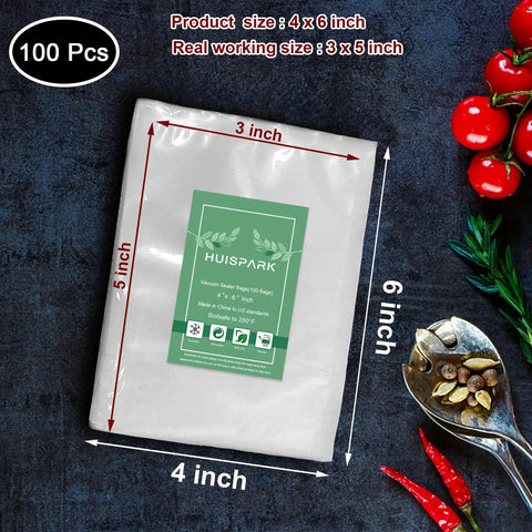 Heavy Duty Vacuum Sealer Bags Go To Food Storage, Pre Cut 4x6 Inch Sealable Bags, Boil Safe To 280F, Freezable, Reusable And Resizable