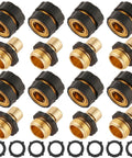 8 Pack EZ Quick Connect Hose Fittings Kit For Garden Hose With Gaskets Aluminum Quick Release Water Hose Adapter 3/4 Inch GHT