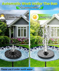 Solar Powered Bird Bath Fountain Upgrade 2026 For Garden Pond Pool And Patio, cloudy vs sunny day performance