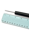 Handmade Paper Bead Roller For Quilling, Stainless Steel Tip With One Eighth Inch Diameter next to a ruler for scale