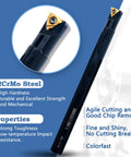 Pro Grade 21 Piece Lathe Tool Set With 7 Half Inch Turning Bars And 14 Indexable Golden Carbide Inserts For Precise Threading And Boring