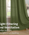 Dark Green Faux Linen Curtains For Kitchen Window Light Filtering Textured Drapes With Rod Pocket And Back Tab 2 Panel Set Each Panel 42 Inches Wide By 40 Inches Long Olive Toned Cafe Office Vibe installed in a room