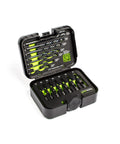 14 Piece G-FORS Extractor Set With Left Hand Drill Bits in foam case showing laser marked sizes and premium S2 steel
