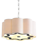 Oil Rubbed Bronze 4 Light Iron Pendant Light With Adjustable Height Scalloped Gray Linen Shade Dope Look For Dining Room And Kitchen LED Bulbs Included And Ready To Install For A Quick Refresh, front view