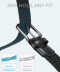 Close-up of Stretch Belt For Men Braided Elastic Golf Belt 1 3 8 Inch with reinforced buckle and braided nylon texture.