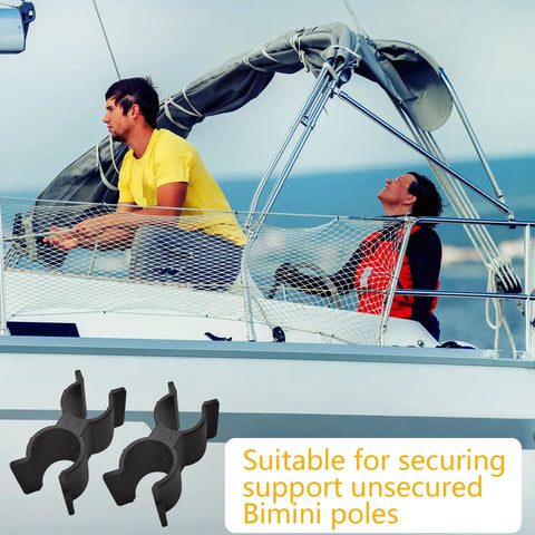 2 Pack Anti Rattle Bimini Top Pole Clips Holder For Boat Keeps Poles Snug And Quiet with sailors on boat deck
