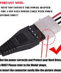 Plug And Play SATA IDE USB Two Point Zero Hard Drive Adapter Cable with External Power Supply connector alignment warning