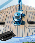 Marine Flush Pull Hatch Handle With Mount Screws, Black Recessed Square Boat Deck Hatch Lift installed on yacht deck