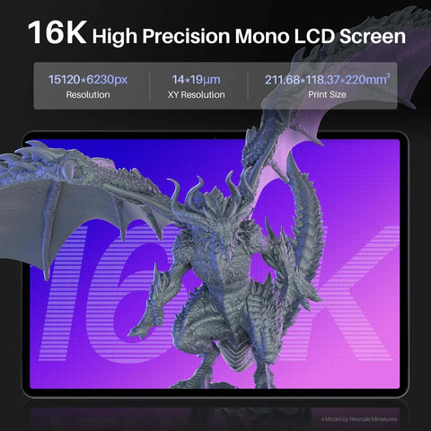 Saturn 4 Ultra 16K Resin 3D Printer Cranks Out 150 mm Per Hour, Ridiculously Sharp 16K Detail, dragon model display