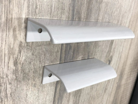 10Pcs White Arc Surface Drawer Pulls For Cabinets And Furniture, White Edge Handles, Hidden Cabinet Pulls, 2.52 Inch Hole Diameter 64mm