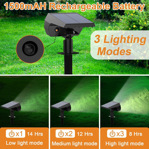 Solar Spot Lights Outdoor 6 Pack 65 LED Garden Pathway Lights IP68 Waterproof Walkway Yard Driveway 3 Modes Cool White Solar Powered