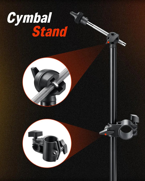 Mute Cymbal Expansion Kit For Electric Drum Set with iron rack clamp and heavy-duty bracket, close-up of clamp details.