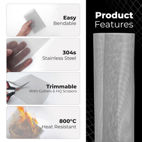 Six Pack 12x8 Inch Stainless Steel Wire Mesh Screens 20 Mesh features easy bending, trimming, and heat resistance.