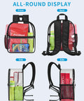 Clear Stadium Bag 12 By 12 By 6 Inches With Reinforced Wider Shoulder Straps For Easy Security Checks, front and side view.