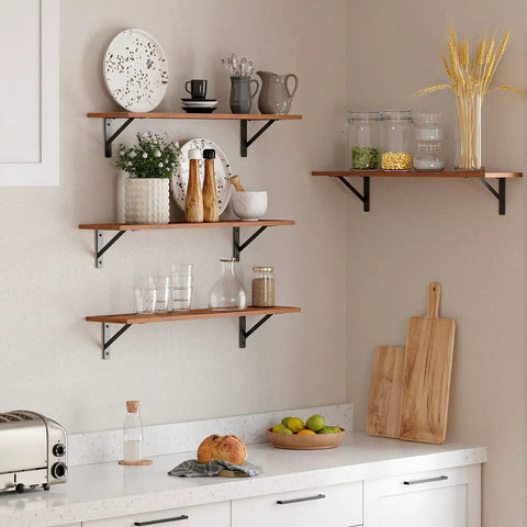 Pro Level Floating Wall Shelves Featuring Ridiculously Strong Metal Brackets And Zero Sag Particleboard Design For Bedroom Storage Or Bathroom Display Plus Straight Up Easy Hanging That Holds Up To 22 Pounds With Ease, showcasing kitchen decor.