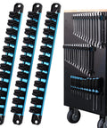 Magnetic Screwdriver And Wrench Organizer Rail Set, Heavy Duty Aluminum Tool Organizer With 36 Slots For Toolbox Drawers