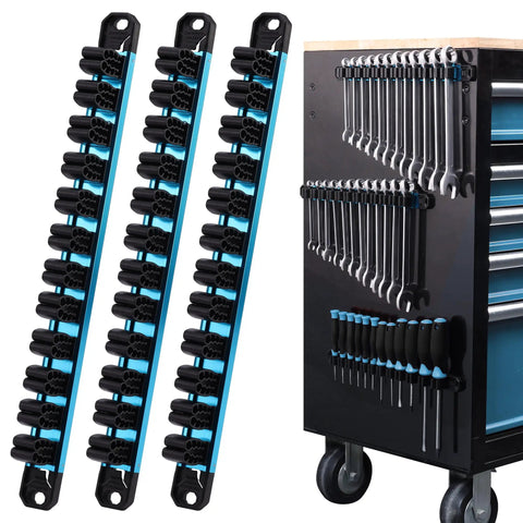 Magnetic Screwdriver And Wrench Organizer Rail Set, Heavy Duty Aluminum Tool Organizer With 36 Slots For Toolbox Drawers