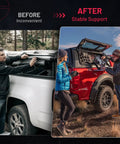Before and after using 12 Inch 24 Lb Gas Shocks Struts Lift Supports For Truck Camper Shell Leer Topper Window Cap