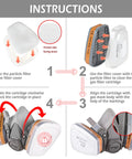 Instructions for assembling F-500 Pro Grade Organic Gas Cartridge With Carbon Filters for Reusable Respirator Gas Mask Compatible With G-500 M-500 And G-750.