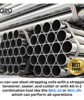 Beefed-Up Heavy Duty Steel Strapping Kit With 3/4 Inch By 300 Foot Coil, 1700 Lbs Break Strength in packaging display