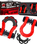 Heavy Duty Three Quarters Inch D Ring Shackle 70,000 Lb Break Strength With Seven Eighths Inch Pin Isolator And Washer Kit For Tow Strap Winch Off Road Vehicle Recovery Red Two Pack