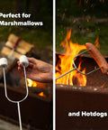 Six Pack 40 Inch Solid Steel Camp Forks With Wooden Handles For Fire Pit Roasting Marshmallows And Kebabs Heavy Duty Camping Gear