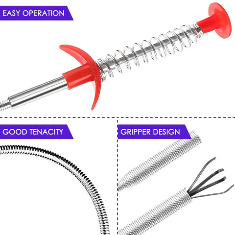 79 Inch Flexible Drain Snake Clog Remover For Toilet, Sewer, Shower, Kitchen And Bathroom Drains, Long Reach Drain Cleaner Tool