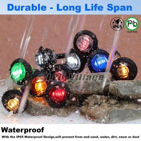 Must Have Three Quarter Inch LED Side Marker Lights 30 Pack Amber Red White Round Clearance Lamps Sealed 12V DC