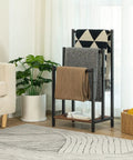 Free Standing Towel Rack And 3 Tier Blanket Organizer Space Saver For Home No Clutter Industrial Metal Drying And Display Rack