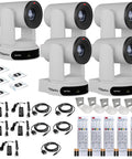 5 Pack Move 4K PTZ Camera Package Delivers Badass 30x Zoom And Auto Tracking Action White Bundle With 5 Wall Mounts and accessories.