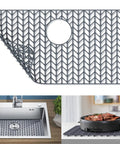 Silicone Sink Mat 26 By 14 Inches For Farmhouse Stainless Steel And Porcelain Sinks With Rear Drain showcasing scratch protection.