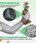 Long Gardening Gloves With Cut Resistant Sleeves And Anti Slip Nitrile Coated Palms For A Solid Grip And All Day Arm Protection In The Yard And Garden.