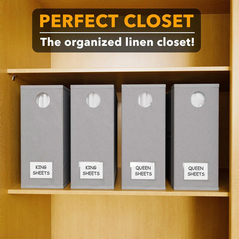 Keep Your Bedding Slick With These Foldable Sheet Organizers, 4 Pack XL Storage Folders Featuring Peek Windows For Queen And King Sets, Straight Up The Best Linen Closet Game Changer In Gray