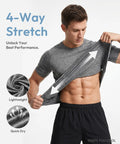 Five Pack Men's Quick Dry Gym Shirts Short Sleeve T Shirts For Workout Moisture Wicking Breathable Soft Stretch Fabric shown worn