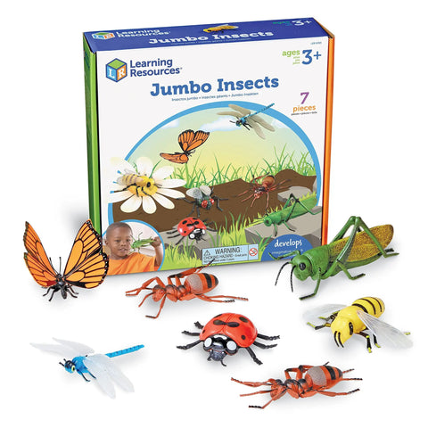 Jumbo Insects Educational Toy Set For Kids Ages 3 And Up, Hands On Insect Figures For Science Learning displayed with box and figures